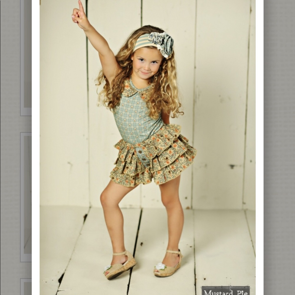 Mustard pie top and ruffle shorts